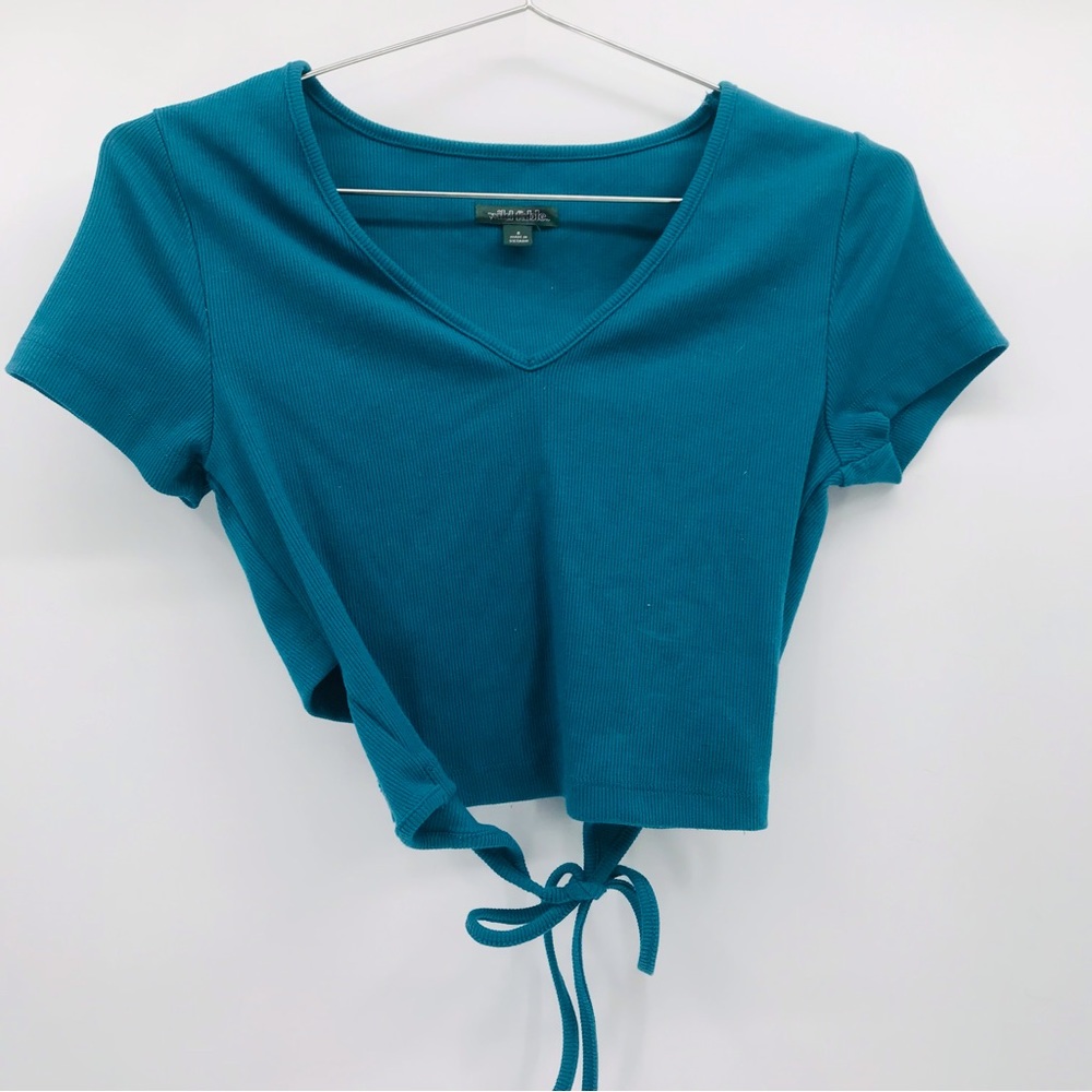 Wildfable Short Sleeve Crop Top Blue Size Small